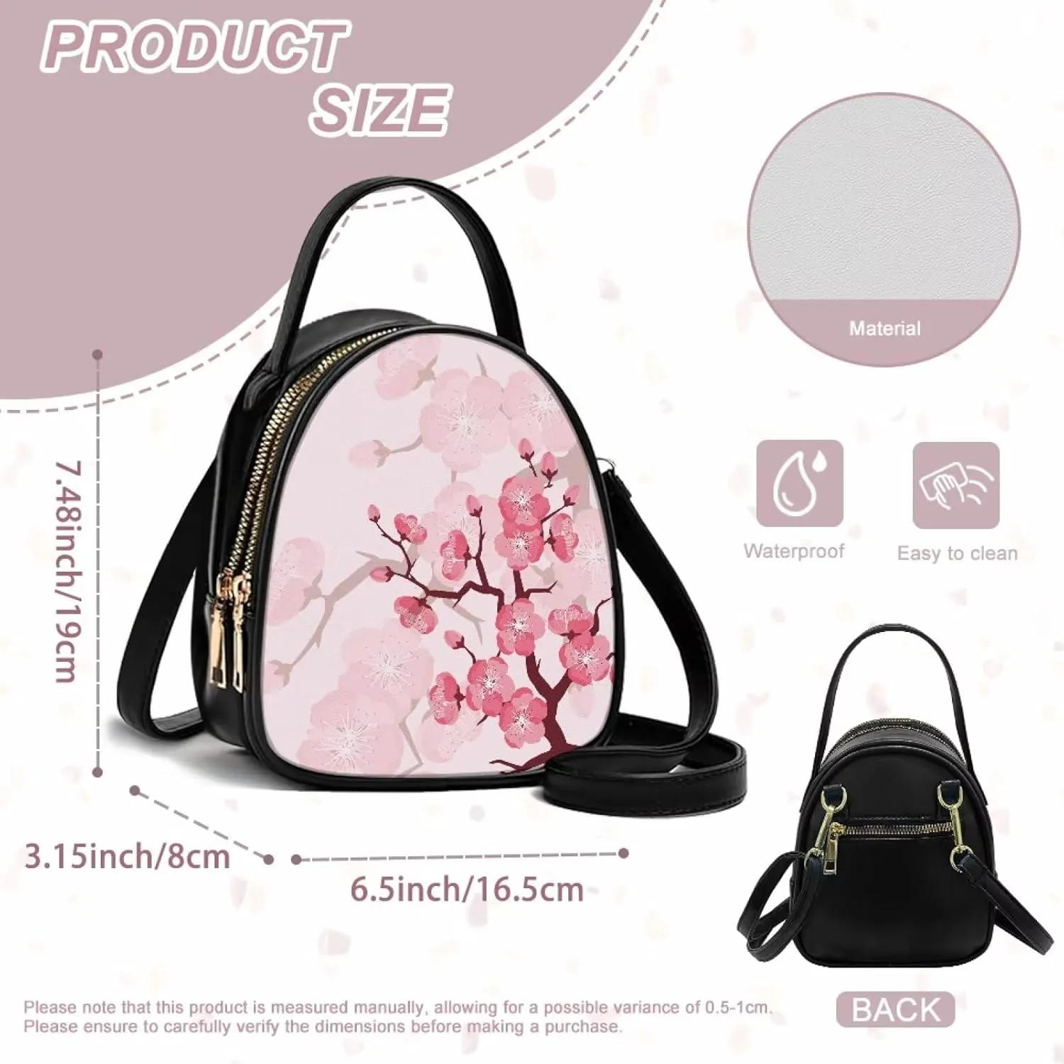 Flowers Crossbody Bags for Women, PU Leather Cross Body Wallet Phone Holder Top Handle Shoulder Bag Travel Handbag