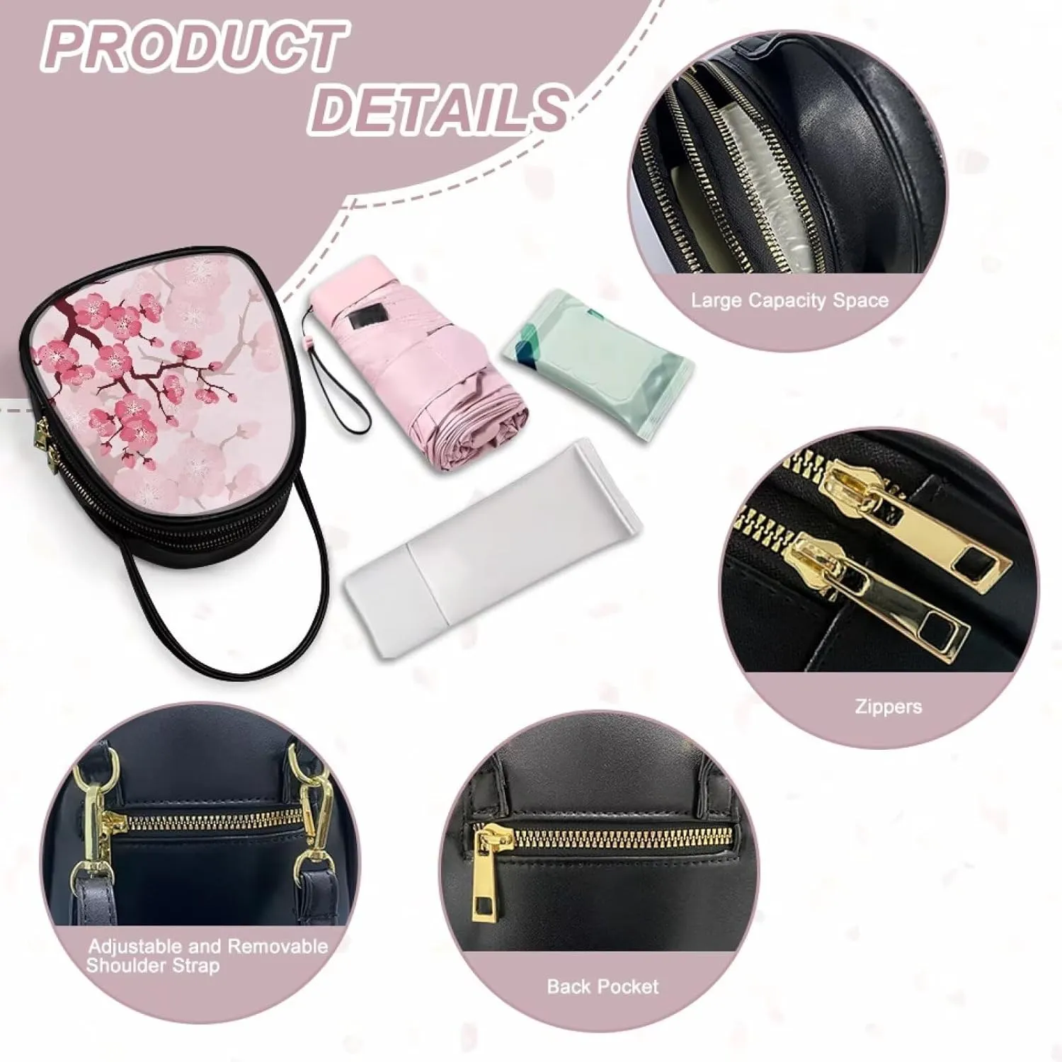 Flowers Crossbody Bags for Women, PU Leather Cross Body Wallet Phone Holder Top Handle Shoulder Bag Travel Handbag