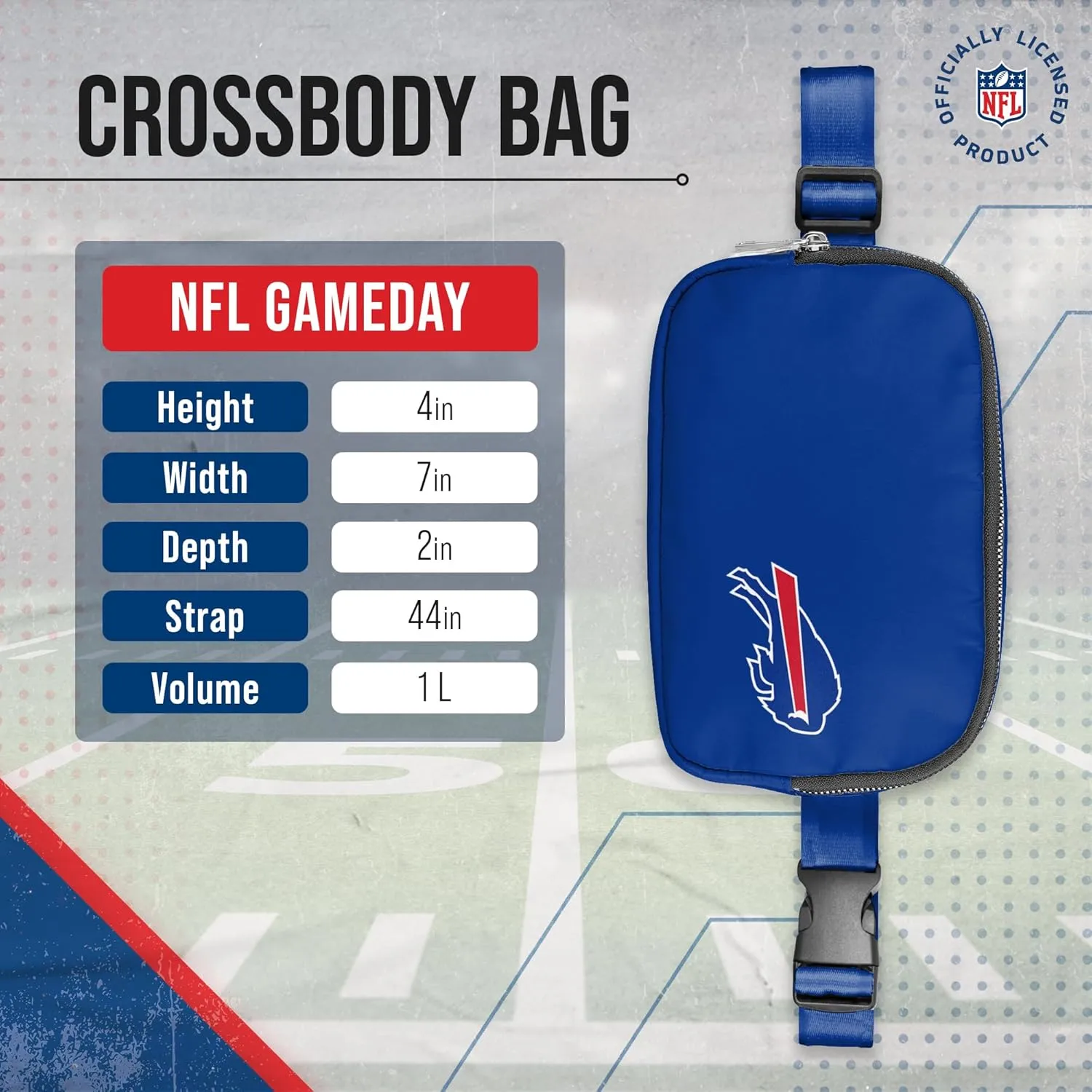 FOCO NFL Gameday On The Move Crossbody Belt Bag - Officially Licensed - Stadium Approved - Adjustable & Stylish