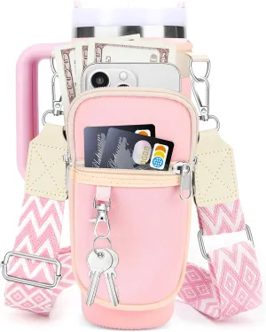 for Stanley Cup Accessories, Water Bottle Holder Carrier with Adjustable Strap for Carry All, Water Bottle Bag Pouch for Stanley 40 oz Tumbler with Handle, Birthday Gifts for Men Women