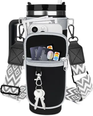 for Stanley Cup Accessories, Water Bottle Holder Carrier with Adjustable Strap for Carry All, Water Bottle Bag Pouch for Stanley 40 oz Tumbler with Handle, Birthday Gifts for Men Women