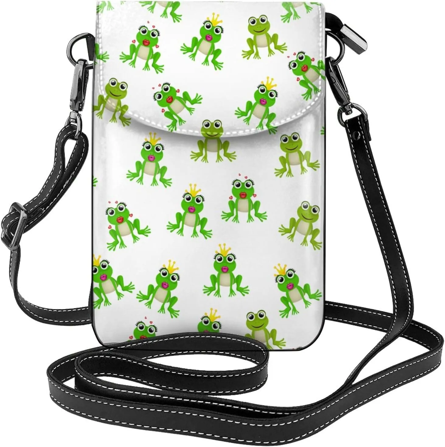 Frogs Queen Small Crossbody Bags for Women Travel Cell Phone Pouch PU Leather Cross Body Bag Adjustable Shoulder Strap Phone Purses Lightweight Wallet Purse with Credit Card Slots