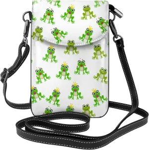 Frogs Queen Small Crossbody Bags for Women Travel Cell Phone Pouch PU Leather Cross Body Bag Adjustable Shoulder Strap Phone Purses Lightweight Wallet Purse with Credit Card Slots