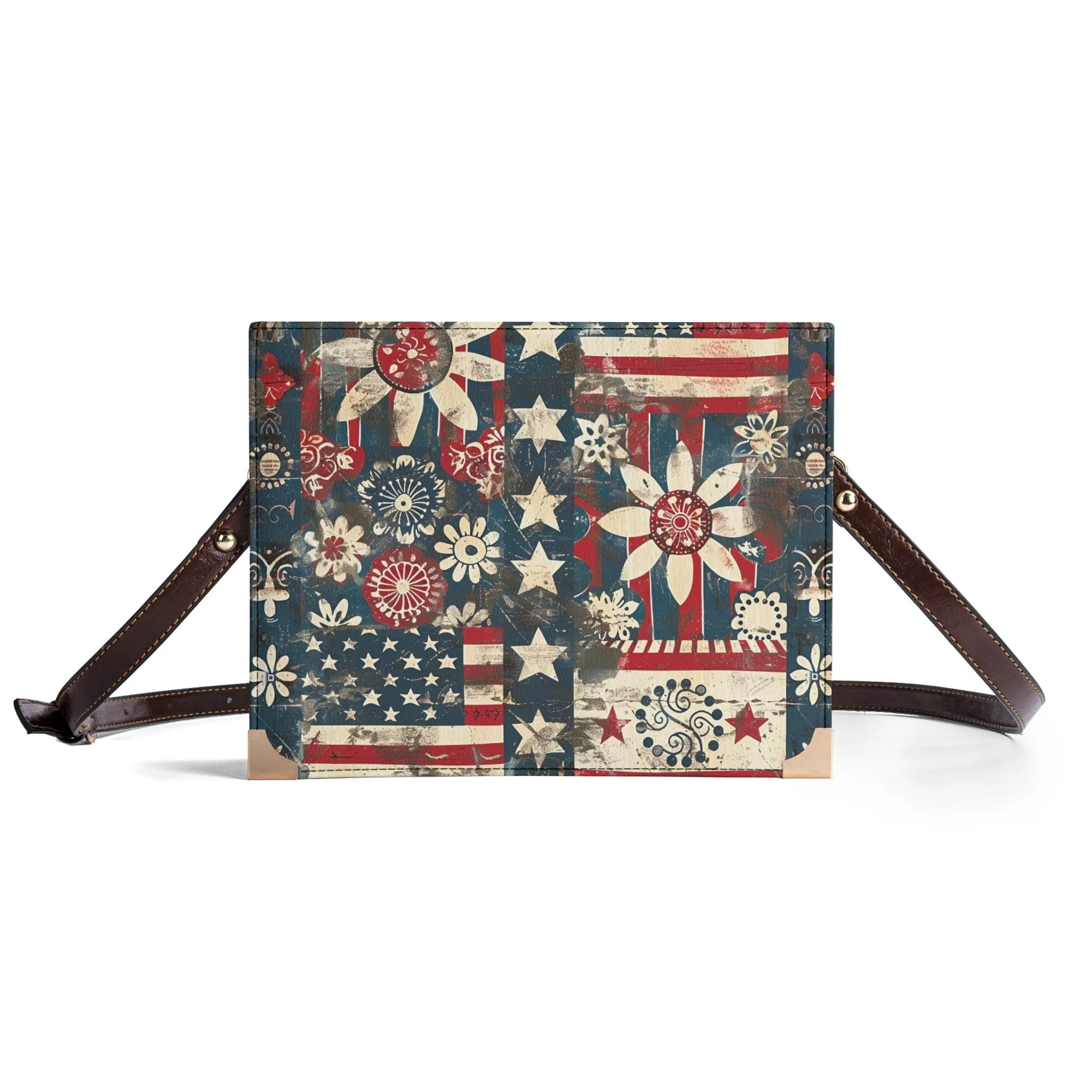 Fun Patriotic Bible Cover Purse – Vintage Americana Style Book Bag Crossbody with Red White and Blue