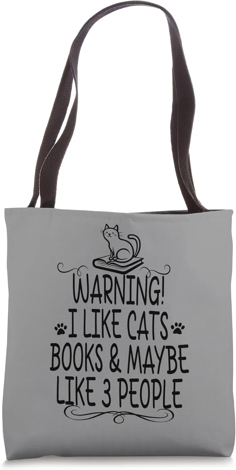 Funny Introvert Like Cats Books and Maybe Like 3 People Tote Bag