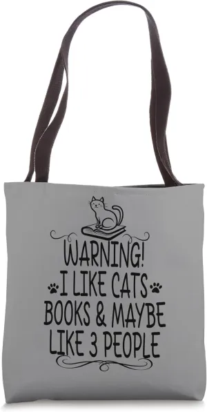 Funny Introvert Like Cats Books and Maybe Like 3 People Tote Bag