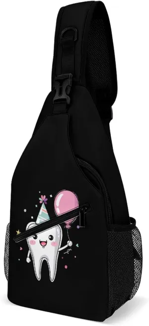 Funny Tooth Crossbody Bag Over Shoulder Sling Backpack Casual Cross Chest Side Pouch 38x20cm