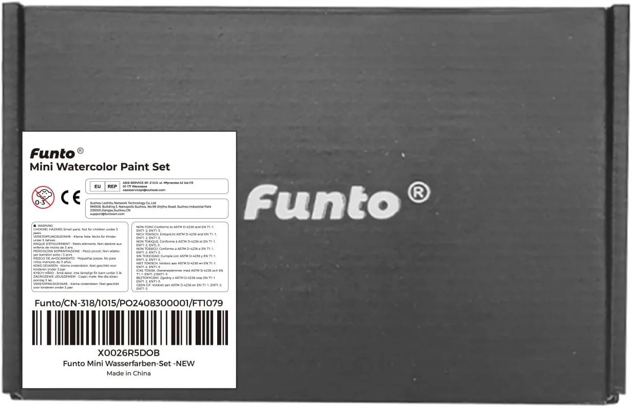 Funto Mini Watercolor Paint Set, All-In-One Walnut Wood 8-Color Premium Pocket Travel Paint Kit, with Crossbody Bag, Watercolor Journal, Metal Clip, Paint Water Cup, Water Brush, Ideal for Art Lovers