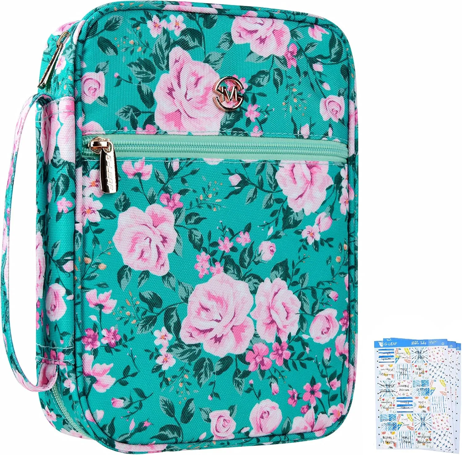 G-LEAF Bible Cover Case/Book Cover, Bible Case for Women Girls, Bible Cover Bags Floral Pattern With Handle Fits for Standard Size Bible, 9.5x6.7x2.5 In