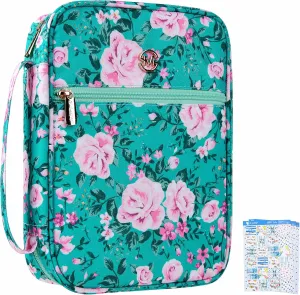 G-LEAF Bible Cover Case/Book Cover, Bible Case for Women Girls, Bible Cover Bags Floral Pattern With Handle Fits for Standard Size Bible, 9.5x6.7x2.5 In