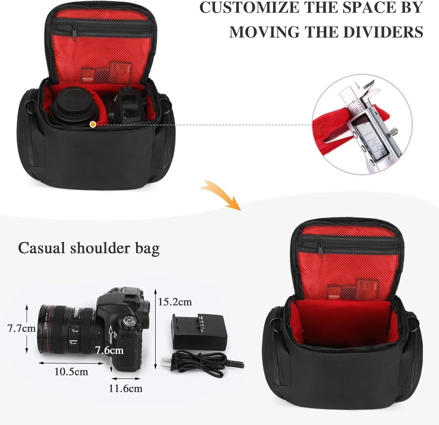 G-raphy Camera Bag Camera Case Photography Accessories Camera Crossbody Bag with Removal Straps for Women Men