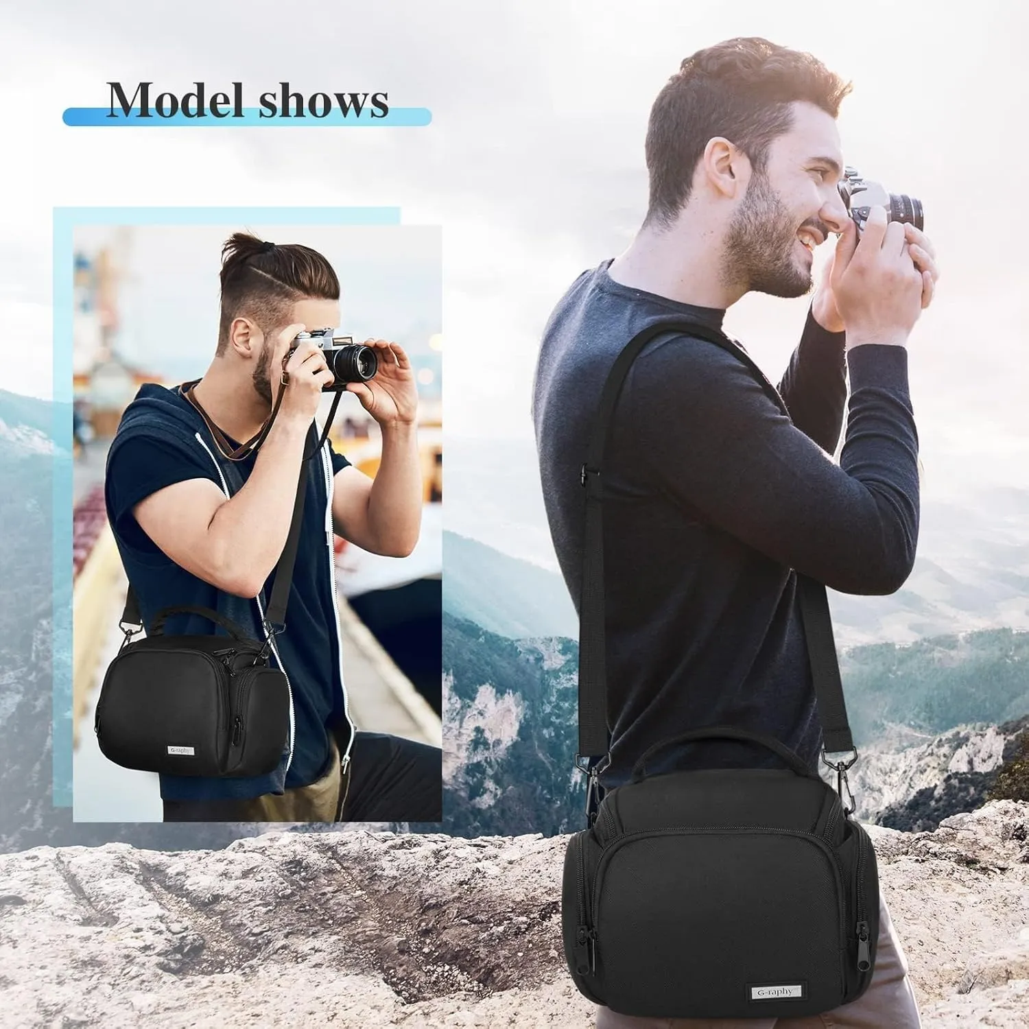 G-raphy Camera Bag Camera Case Photography Accessories Camera Crossbody Bag with Removal Straps for Women Men