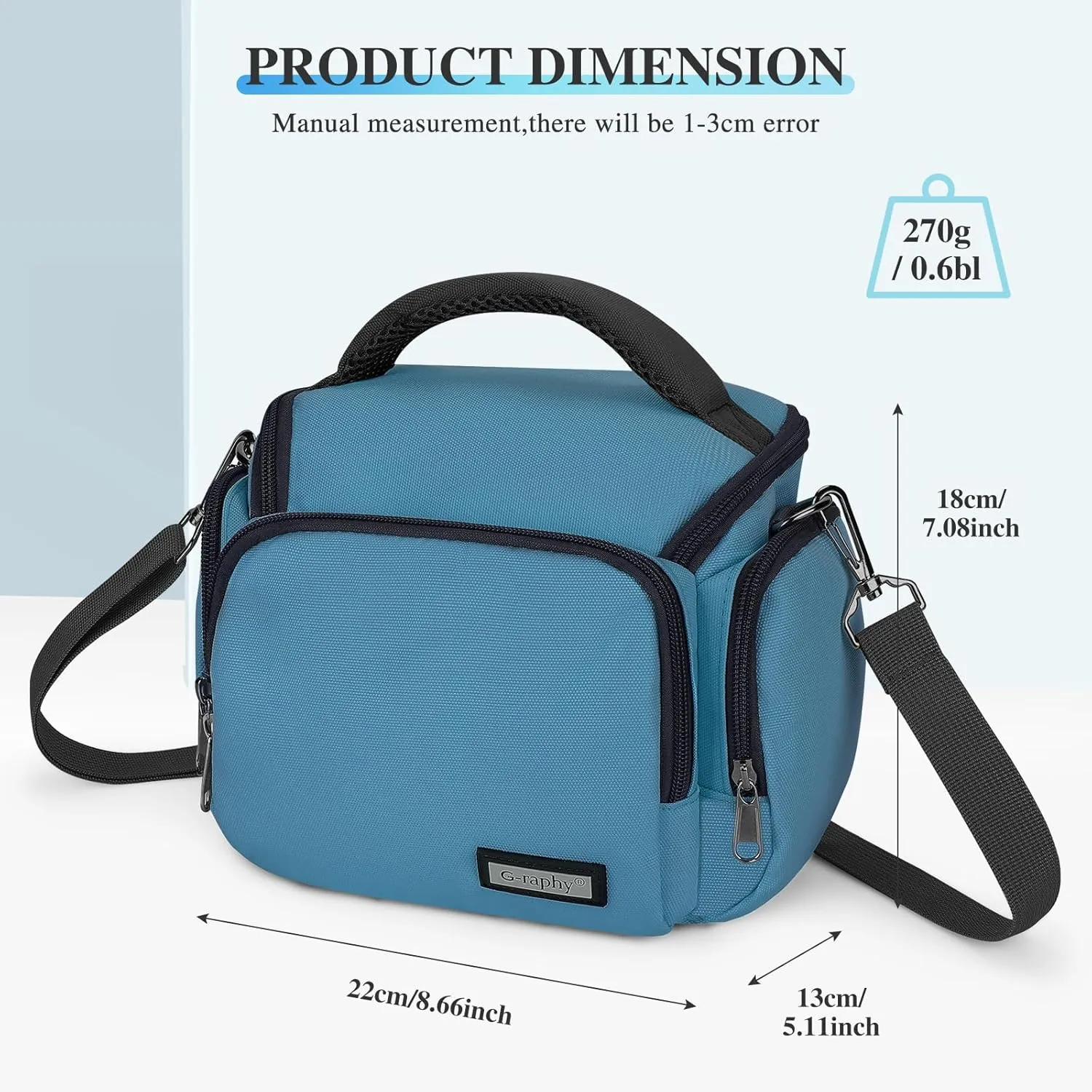 G-raphy Camera Bag Camera Messenger Bags Teal with Removable Dividers and Straps for Dslr SLR Cameras and other Accessories (Teal)
