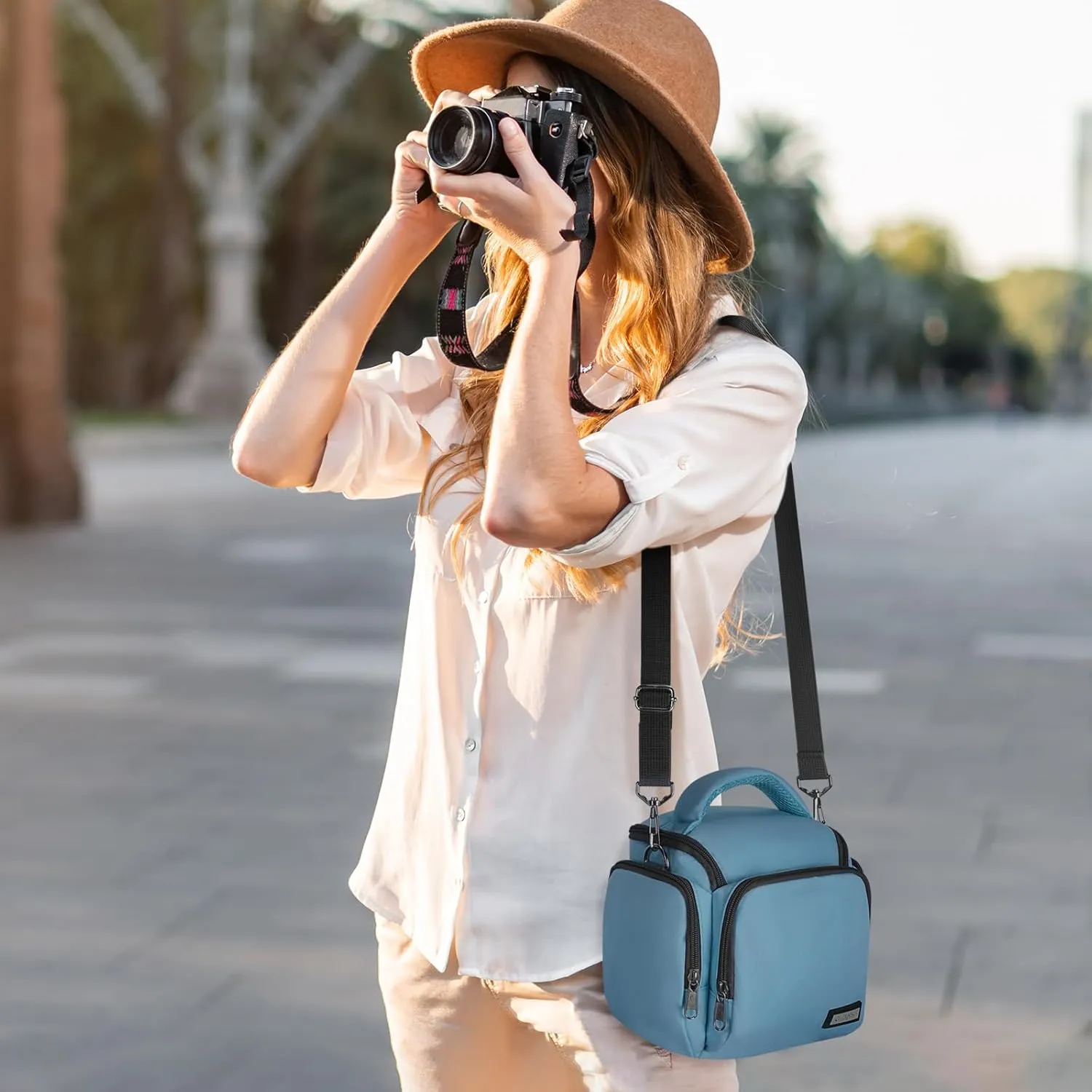 G-raphy Camera Bag Camera Messenger Bags Teal with Removable Dividers and Straps for Dslr SLR Cameras and other Accessories (Teal)