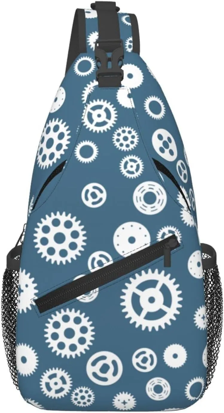 Gear Seamless Illustration Crossbody Bags For Women Men Chest Backpack Gym Shoulder Bag Travel Outdoor Sports Casual Crossbody Bags