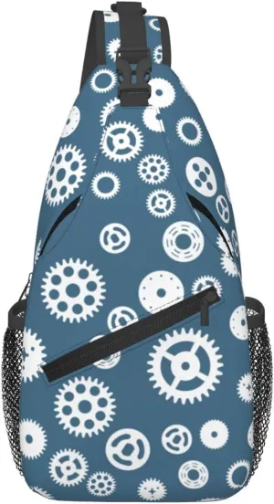 Gear Seamless Illustration Crossbody Bags For Women Men Chest Backpack Gym Shoulder Bag Travel Outdoor Sports Casual Crossbody Bags