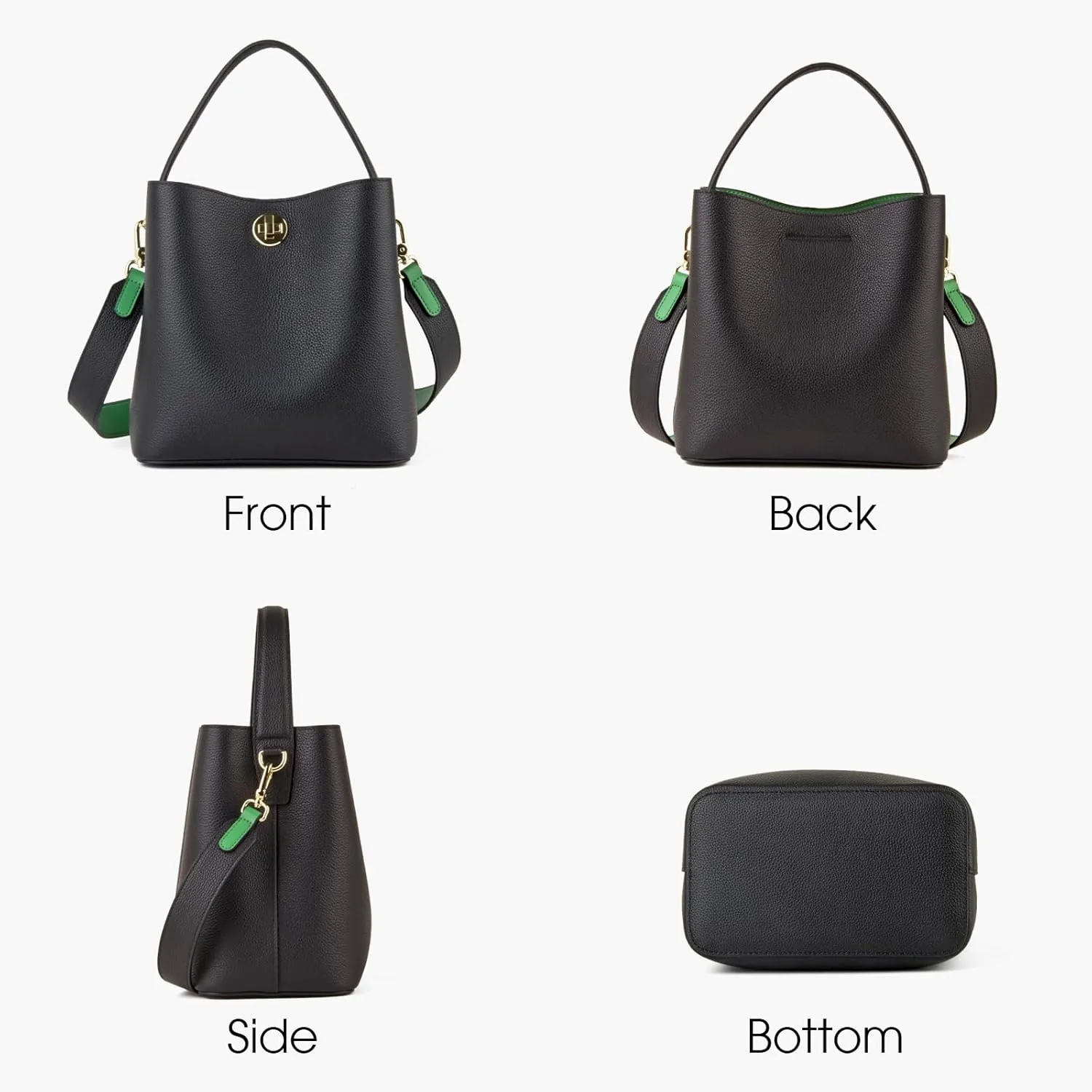 Genuine Leather Bucket Tote Bag for Women, Small Crossbody Bag and Trendy Shoulder Bag with Adustable Strap