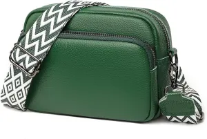 Genuine Leather Crossbody Bag for Women Adjustable Wide Guitar Strap Shoulder Bag Trendy Crossbody Camera Bag
