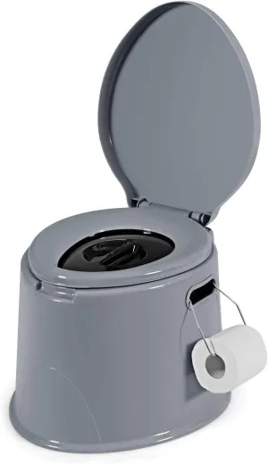 Giantex Portable Travel Toilet with Detachable Inner Bucket and Removable Paper Holder - Lightweight for Camping, Hiking, RV, Boating and Trip - Outdoor Indoor Porta Potty