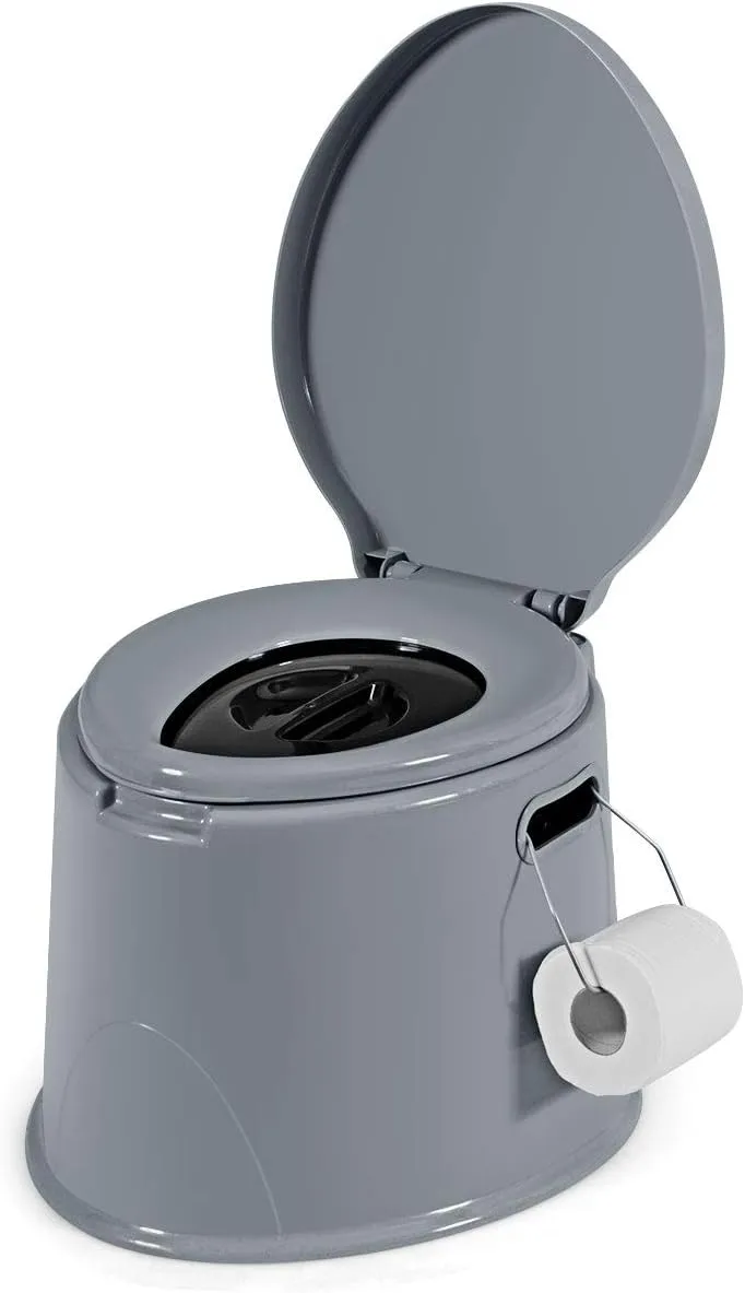 Giantex Portable Travel Toilet with Detachable Inner Bucket and Removable Paper Holder - Lightweight for Camping, Hiking, RV, Boating and Trip - Outdoor Indoor Porta Potty