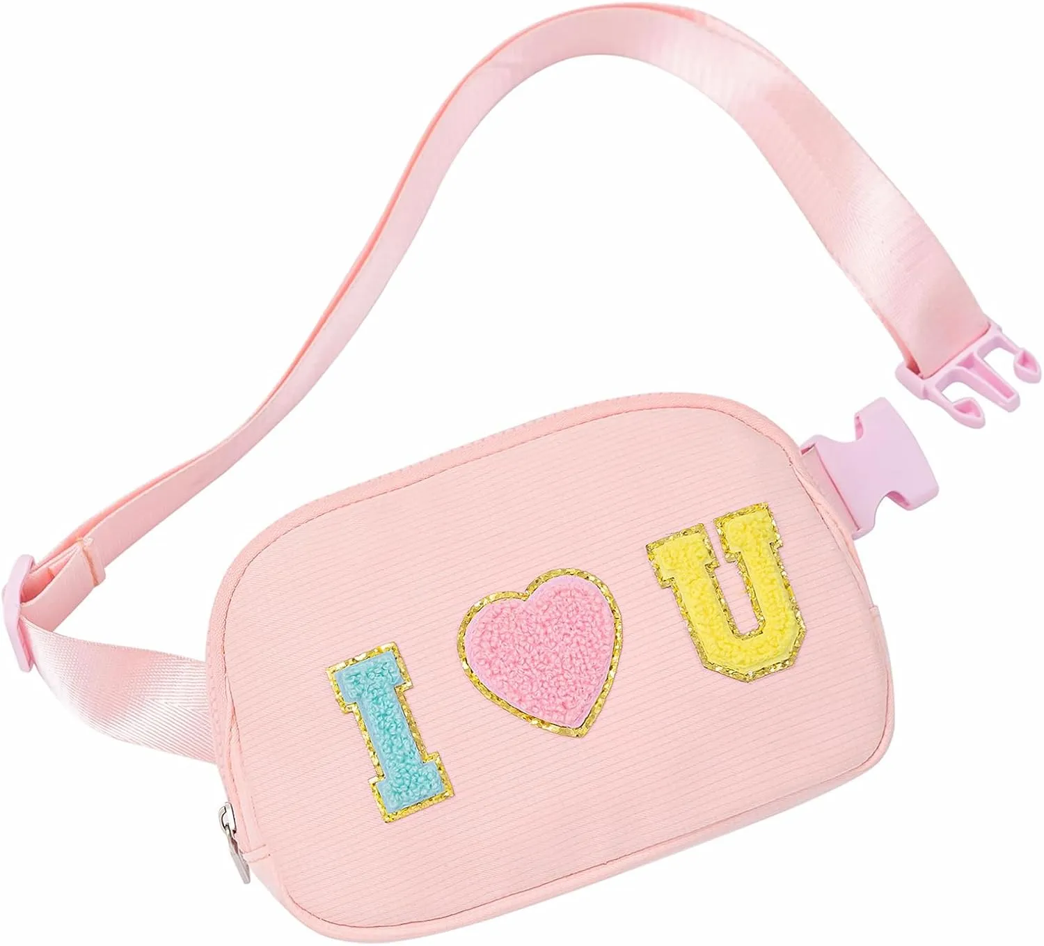 Gifts for Girls 3 4 5 6 7 8 9 10 11 12 Year Old Teens Kids Daughter Sister Gifts for Women ，Letter Patch Fanny Pack Belt Bag Cute Stuff for Girls Women Teen Trendy Crossbody Bags (Pink)