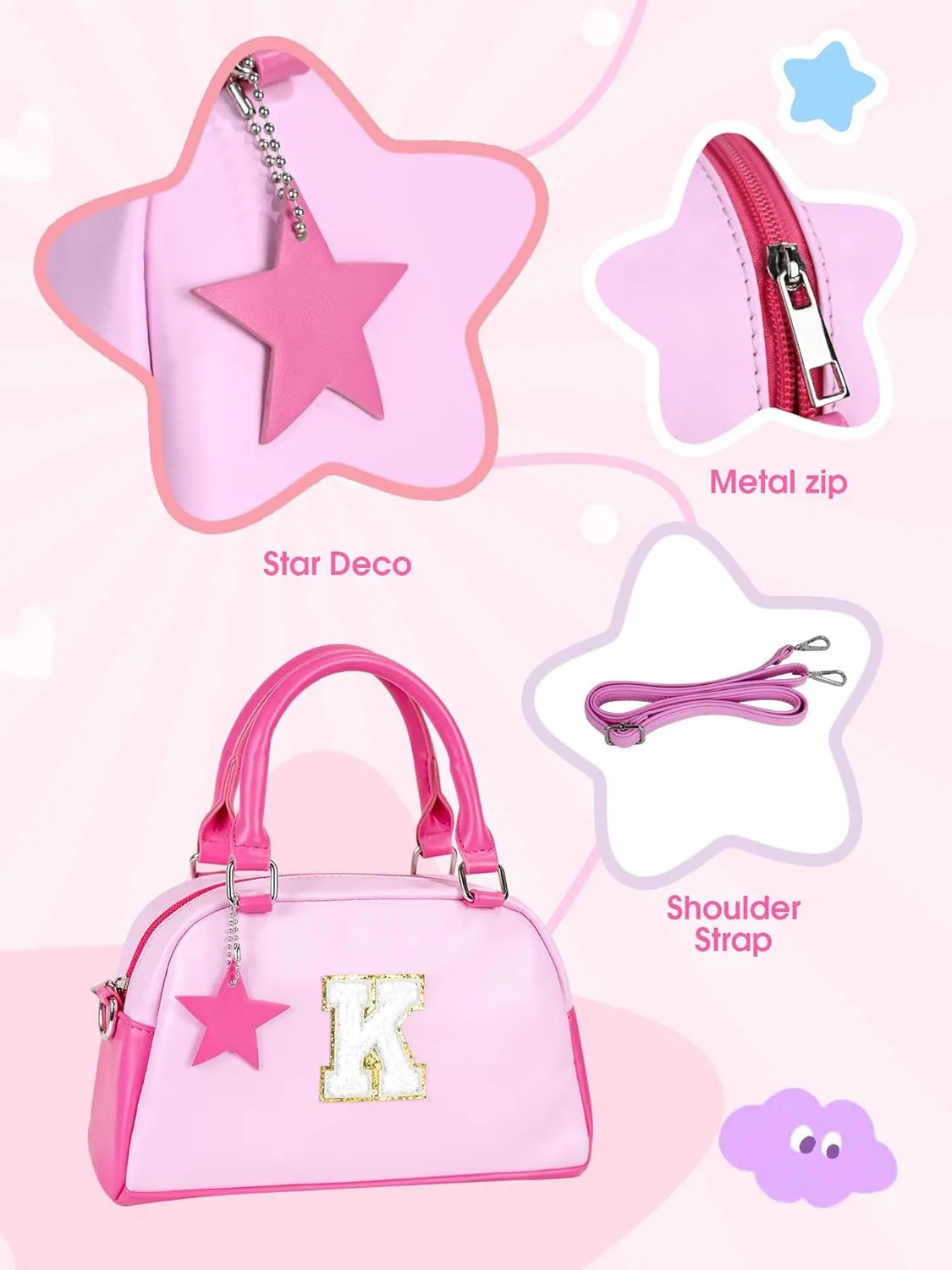 Girls Purse Gifts, Kids Handle Bag Wallet Crossbody Bag, Birthday Gifts Pouch for 4-12 Year Old Girl Toddler Preteens Teen, Handbag-hot pink-S