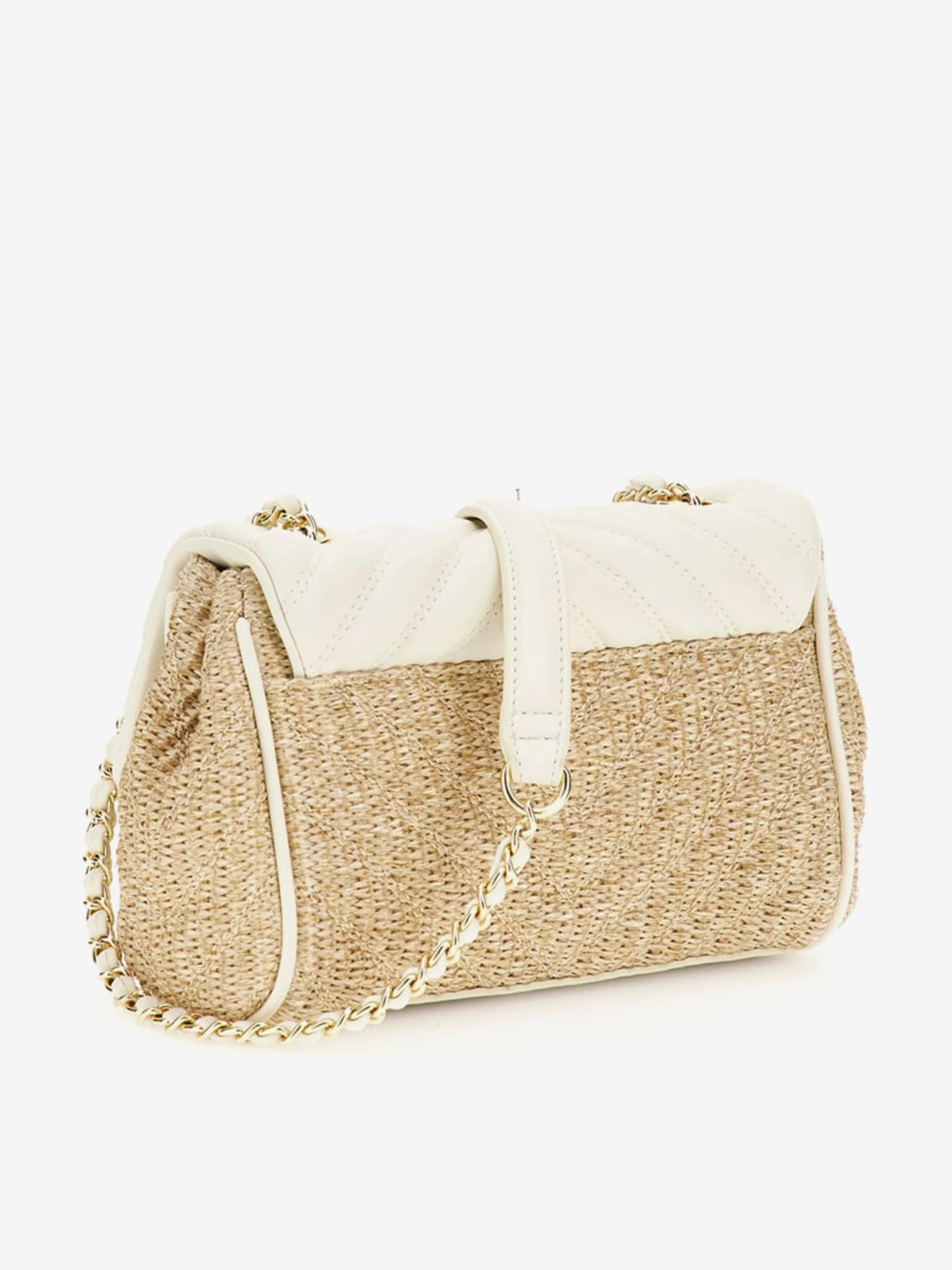 Girls Straw Crossbody Flap Bag in Ivory