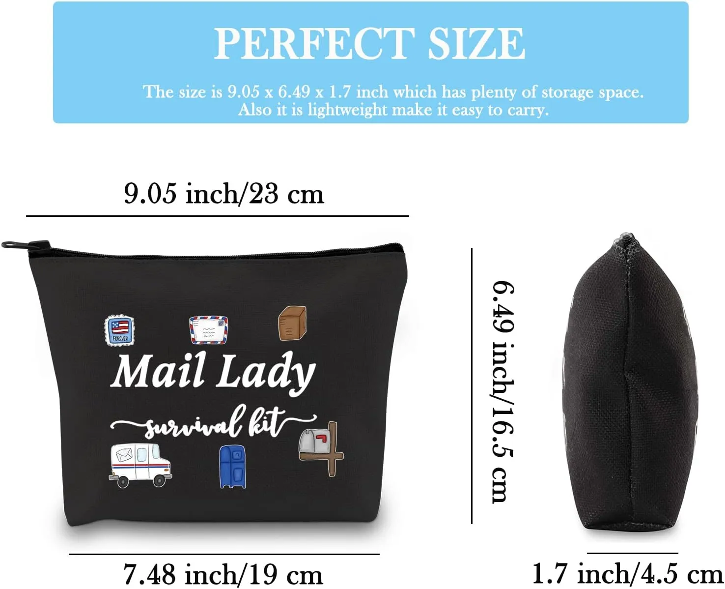 GJTIM Mail Lady Survival Kit Postal Worker Gift Zipper Pouch Makeup Bag Appreciation Gift for Mail Carrier Mailman (Survival Mail Lady Black)