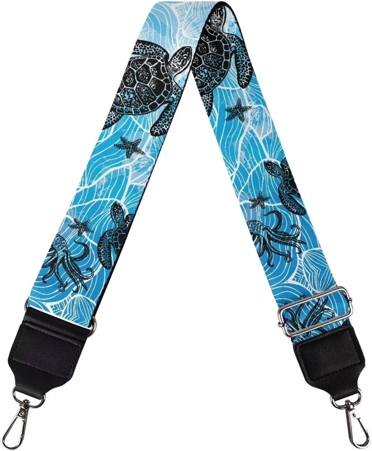 GLENLCWE Black Sea Turtle Octopus Purse Straps Wide Replacement Belt Adjustable Shoulder Strap for Crossbody Handbag Durable Luggage Strap