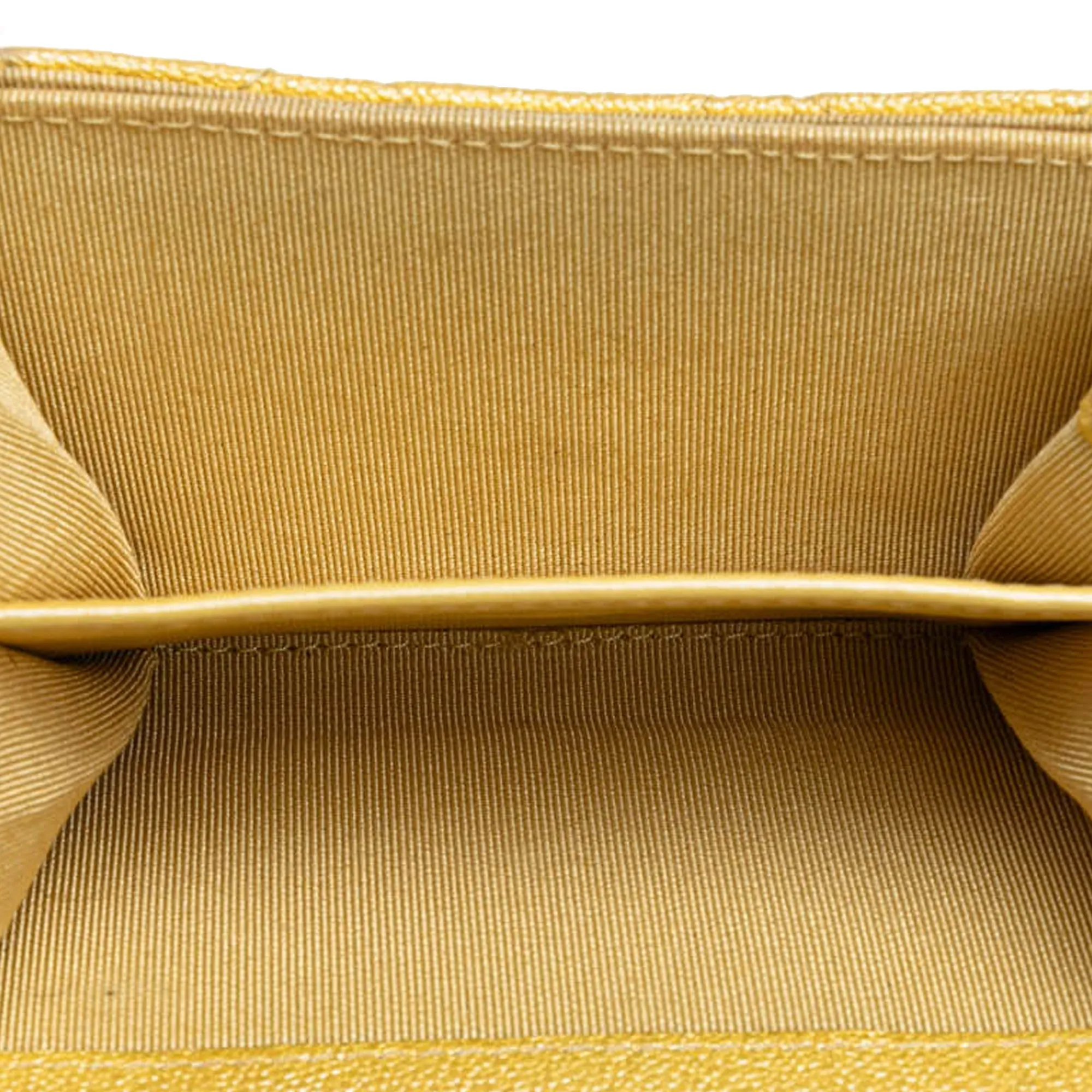 Gold Chanel CC Quilted Iridescent Caviar Flap Card Holder on Chain Crossbody Bag