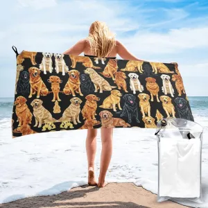 Golden Retrievers Premium Compact Microfiber Travel Towel-Featherlight & Quick Dry,Sand-Resistant Beach Towel for Swimming,Camping,Vacation Essentials with Carry Pouch
