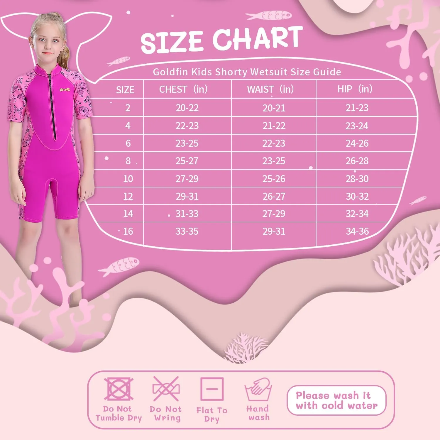 Goldfin Kids Wetsuit for Girls Boys, 2mm 3mm Toddler Shorty Neoprene Front Zip Wet Suits Keep Warm for Water Sports Surfing Snorkeling Swimming