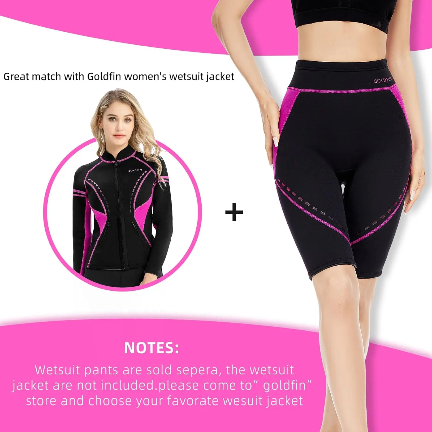 GoldFin Wetsuit Shorts for Women, 2mm Neoprene Short Wetsuit for Water Sports Surfing Diving Swimming Kayaking