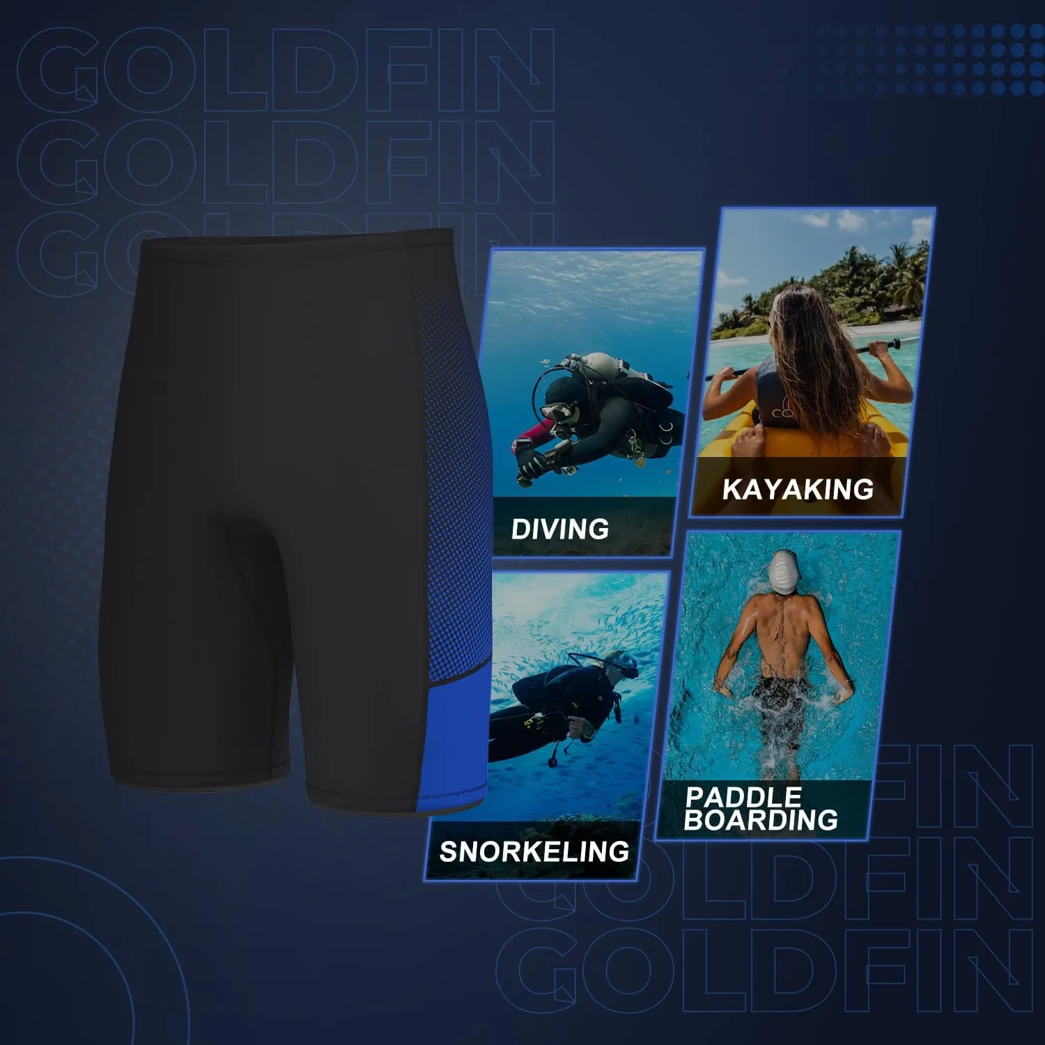 GoldFin Wetsuit Shorts Men, Mens 2mm Wet Suits Neoprene Short for Water Sports Diving Surfing Swimming Snorkeling