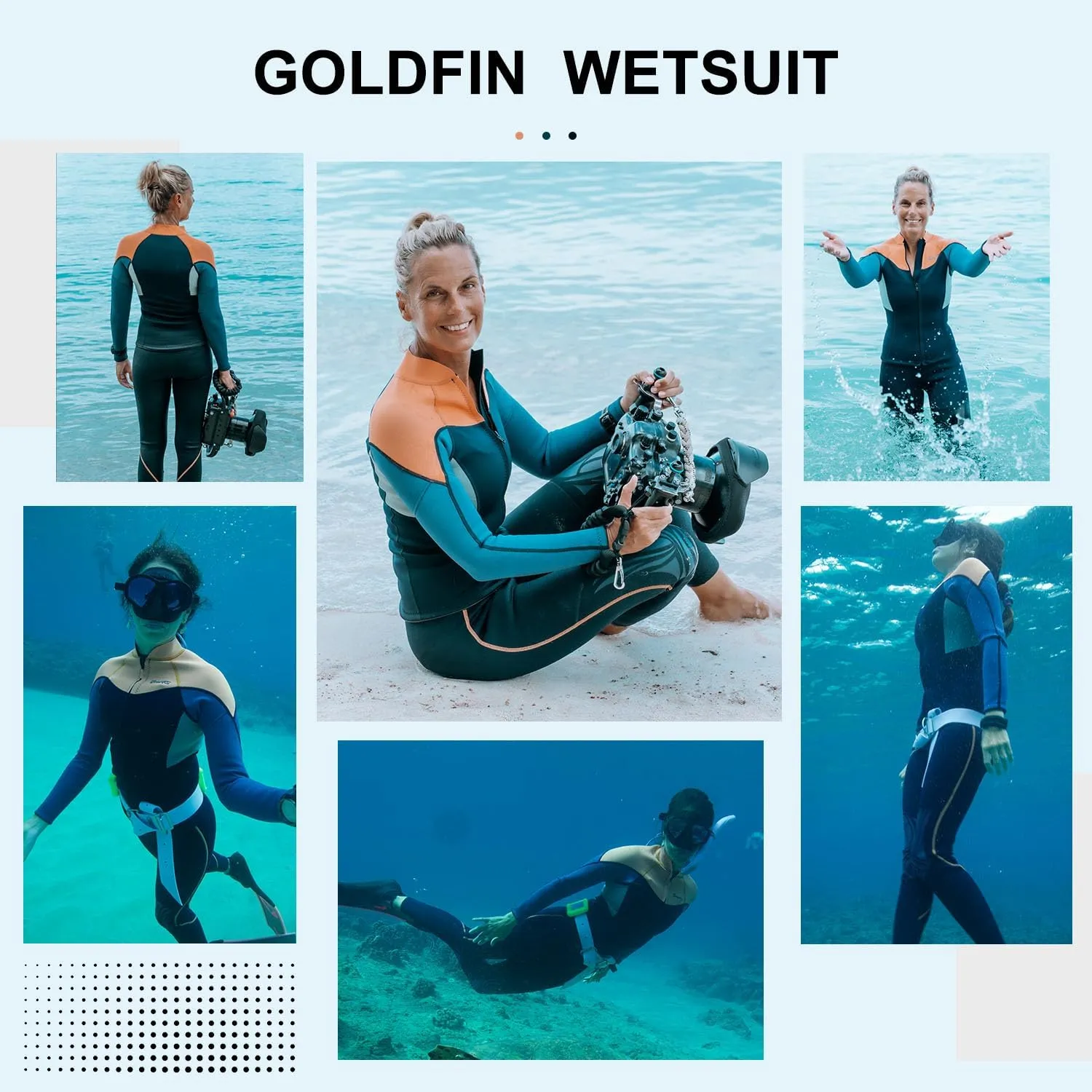 GoldFin Wetsuit Top Women, 2mm Wetsuits Jacket Long Sleeve Neoprene Tops for Water Aerobics Diving Surfing Swimming