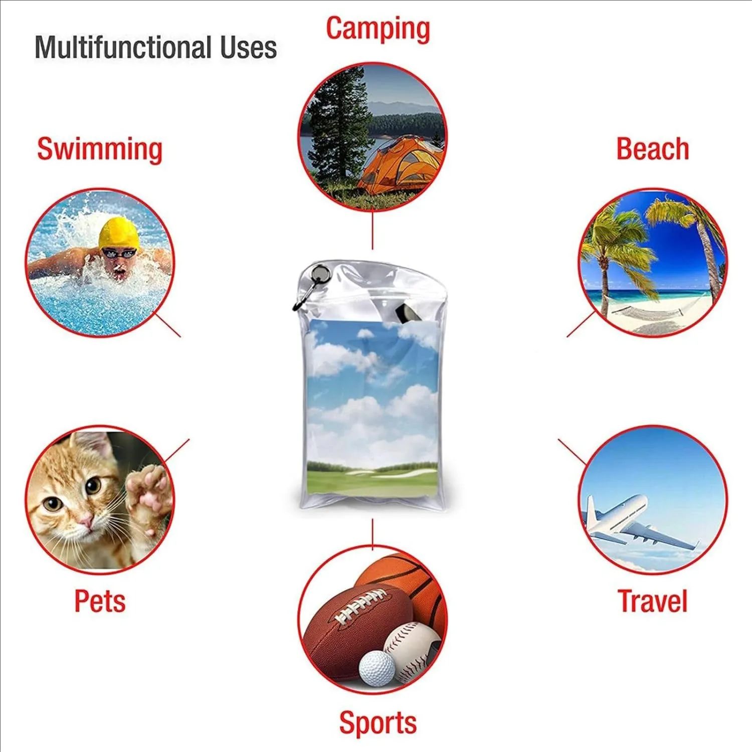 Golf Club Premium Compact Microfiber Travel Towel-Featherlight & Quick Dry,Sand-Resistant Beach Towel for Swimming,Camping,Vacation Essentials with Carry Pouch