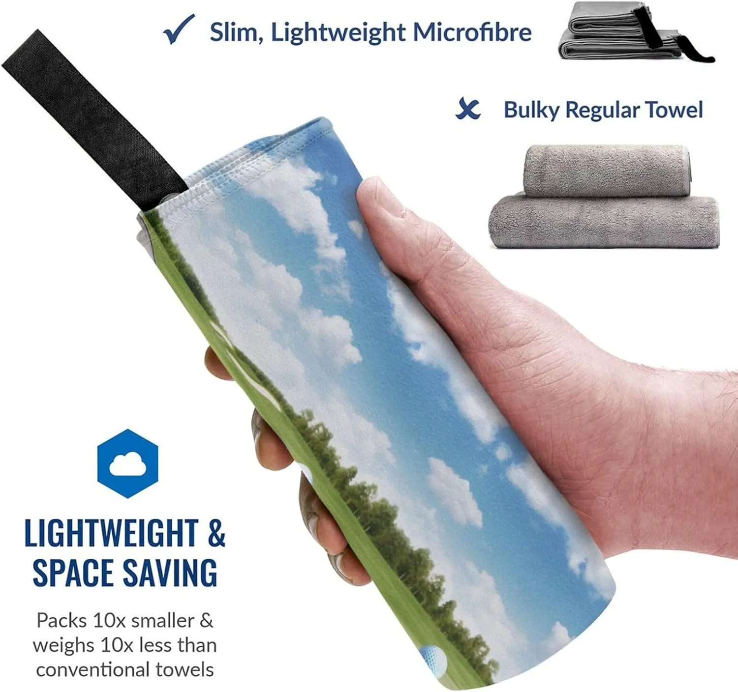 Golf Club Premium Compact Microfiber Travel Towel-Featherlight & Quick Dry,Sand-Resistant Beach Towel for Swimming,Camping,Vacation Essentials with Carry Pouch