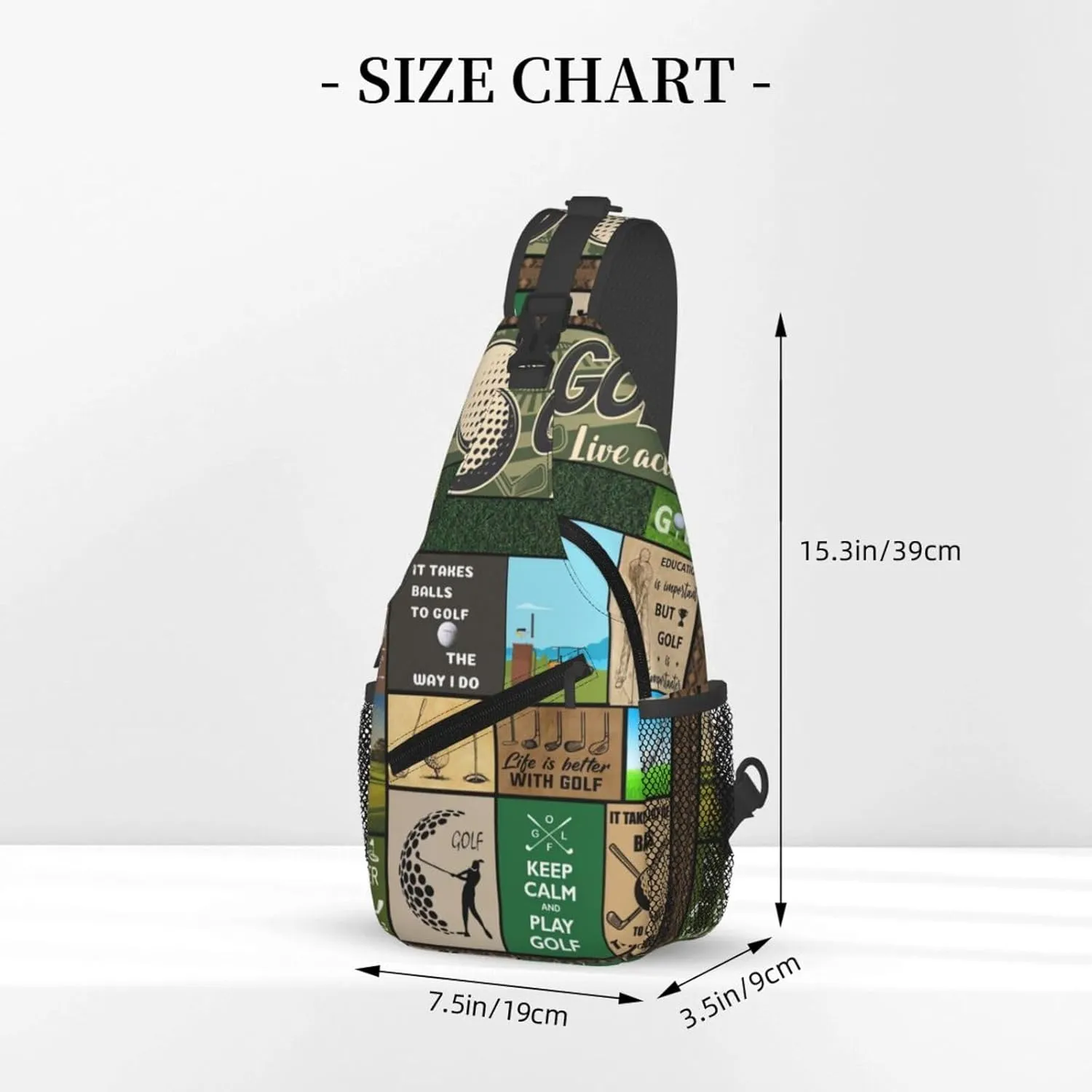 Golf Print Sling Bags Crossbody Backpack Hiking Daypack Multipurpose Golf Chest Bag for Women Men