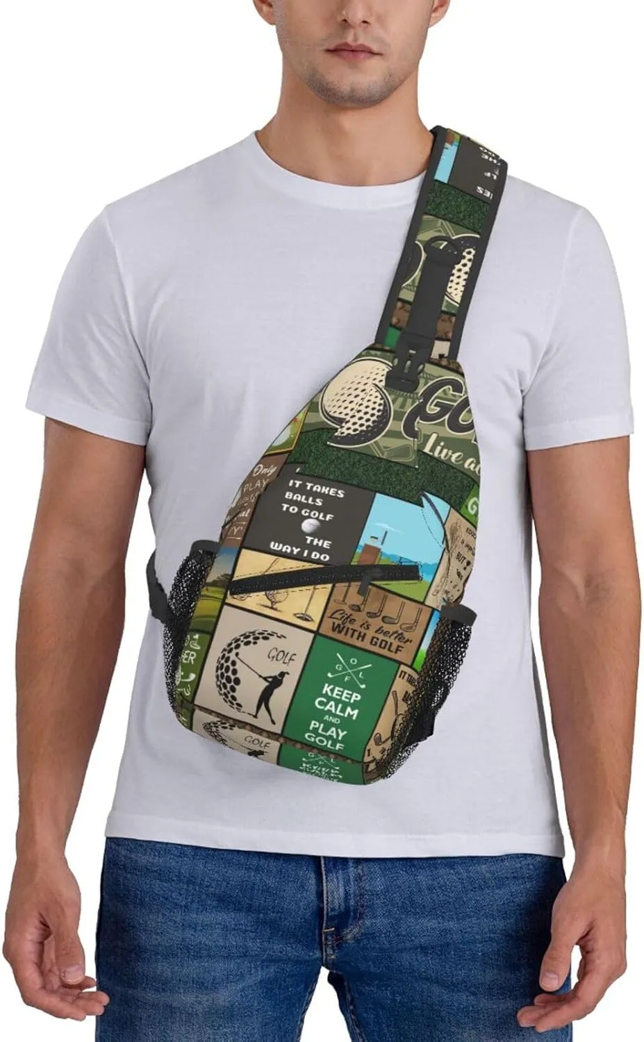 Golf Print Sling Bags Crossbody Backpack Hiking Daypack Multipurpose Golf Chest Bag for Women Men