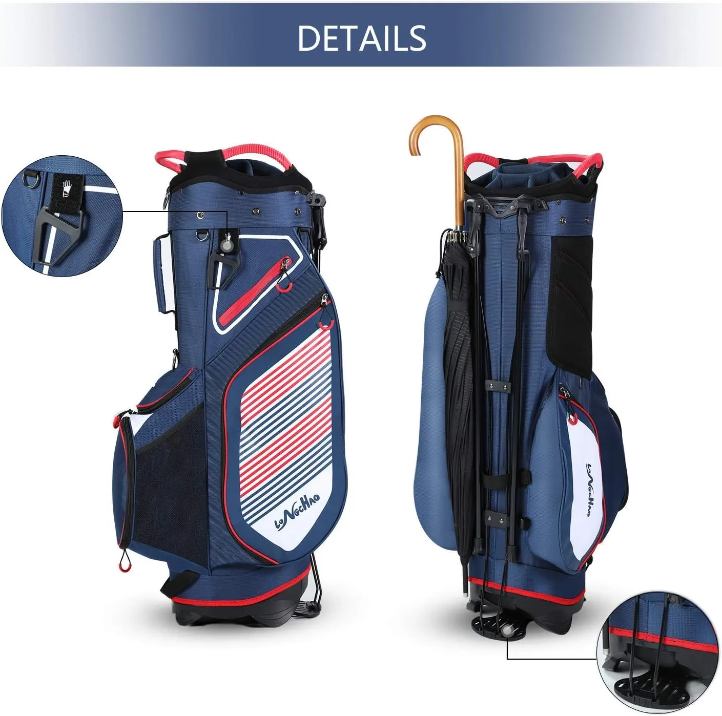 Golf Stand Bag for Men Navy 14 Way Divider Golf Bags, 6LB Lightweight Portable Walking/Riding Bags with Dust Cover, Strap