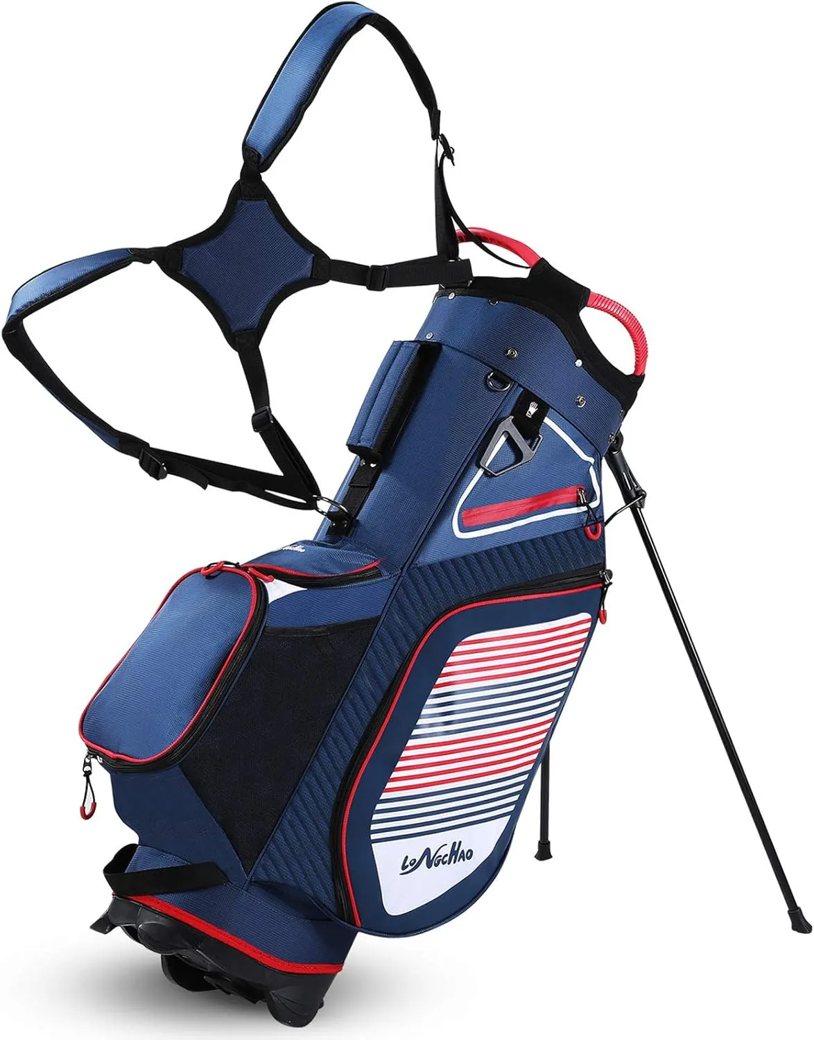 Golf Stand Bag for Men Navy 14 Way Divider Golf Bags, 6LB Lightweight Portable Walking/Riding Bags with Dust Cover, Strap
