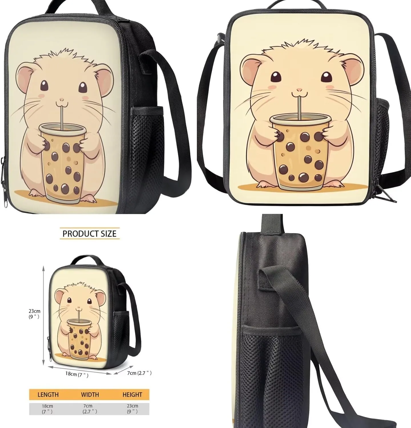 Gomyblomy Kawaii Guinea Pig Backpack for Girls 6-8 Lightweight Girls School Bag with Lunch Box for Elementary Kindergarten Cute Bookbag 4 in 1 Set Kids Back Pack Travel Knapsack Daypack