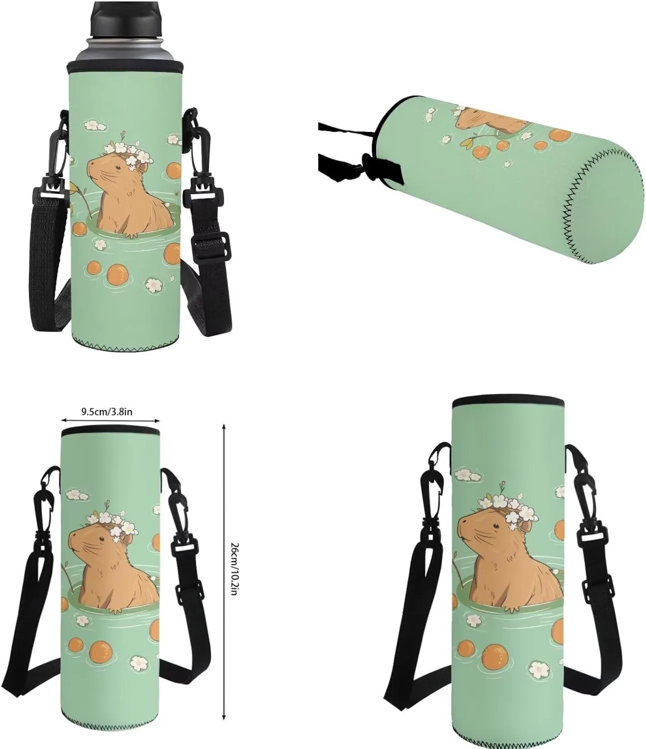 Gomyblomy Orange Capybara Backpack for Girls 6-8 8-10 Kawaii Girls Backpack with Lunch Box 4-IN-1 Set Cute School Bag for Elementary Kindergarten Preschool 17 Inch Kids Bookbag Satchel