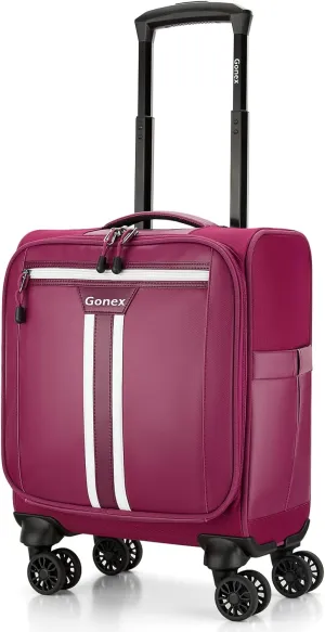 Gonex 16 inch Underseat Carry On Luggage with Spinner Wheels, Water Resistant PVC Wheeled Travel Bag Airline Approved, Softside Small Rolling Personal Item Suitcase for Men Women, Purple