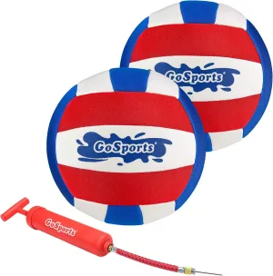 GoSports Pro Neoprene Pool Volleyball 2 Pack, Waterproof Volleyballs with Ball Pump