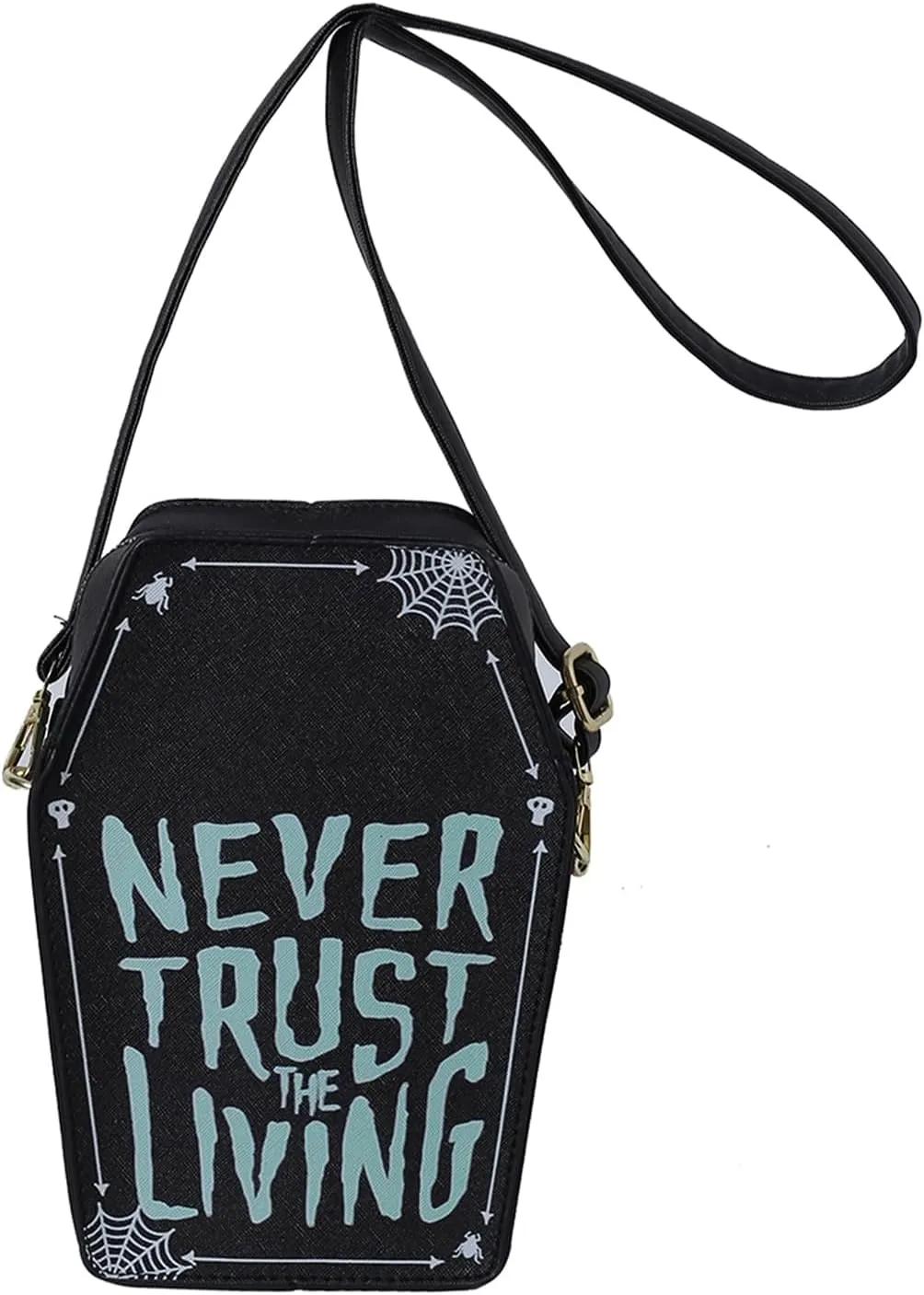 Gothic Coffin Shape Crossbody Bag for Women, Novelty Gothic Crossbody Purse Halloween Trick or Treat Purses