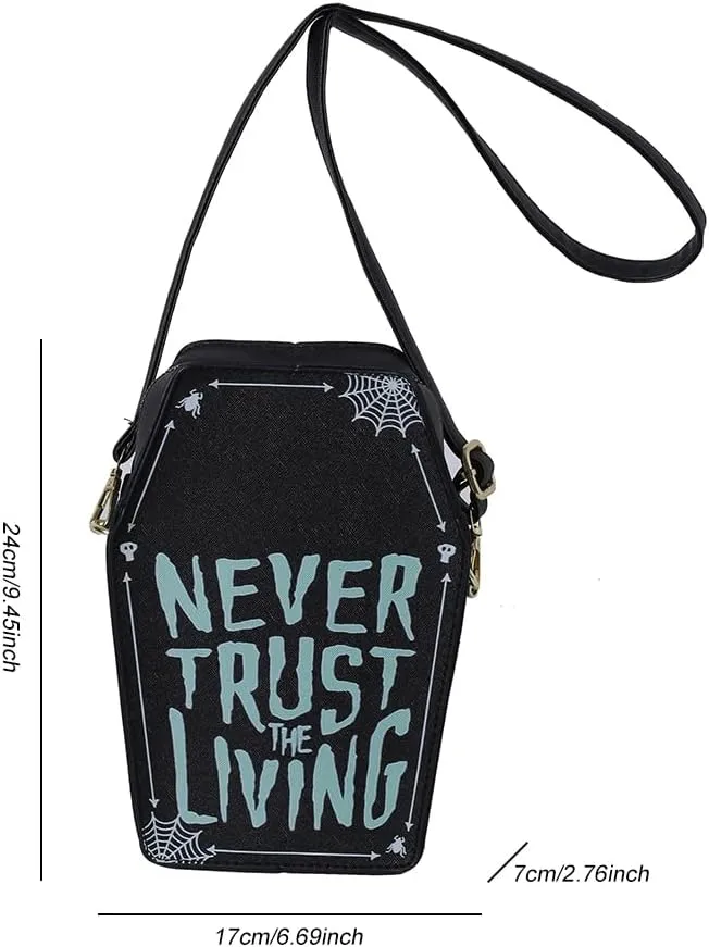 Gothic Coffin Shape Crossbody Bag for Women, Novelty Gothic Crossbody Purse Halloween Trick or Treat Purses