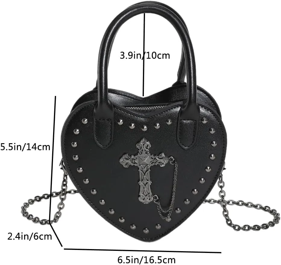 Gothic Punk purse bag Y2K Heart Cute Lolita shoulder bag for women