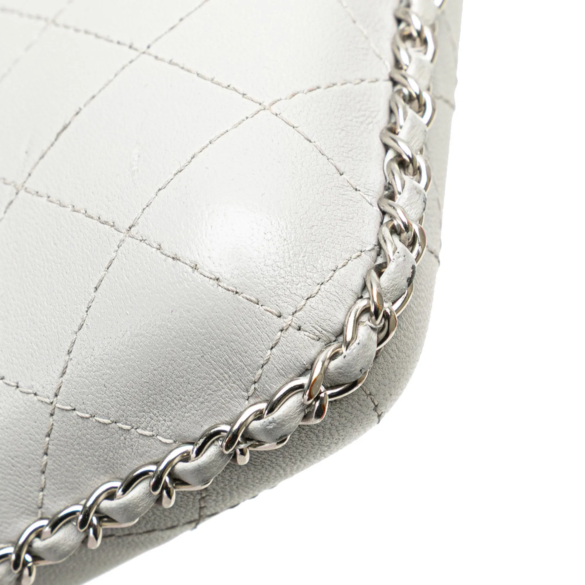 Gray Chanel CC Quilted Lambskin Chain Around Phone Holder Crossbody Bag