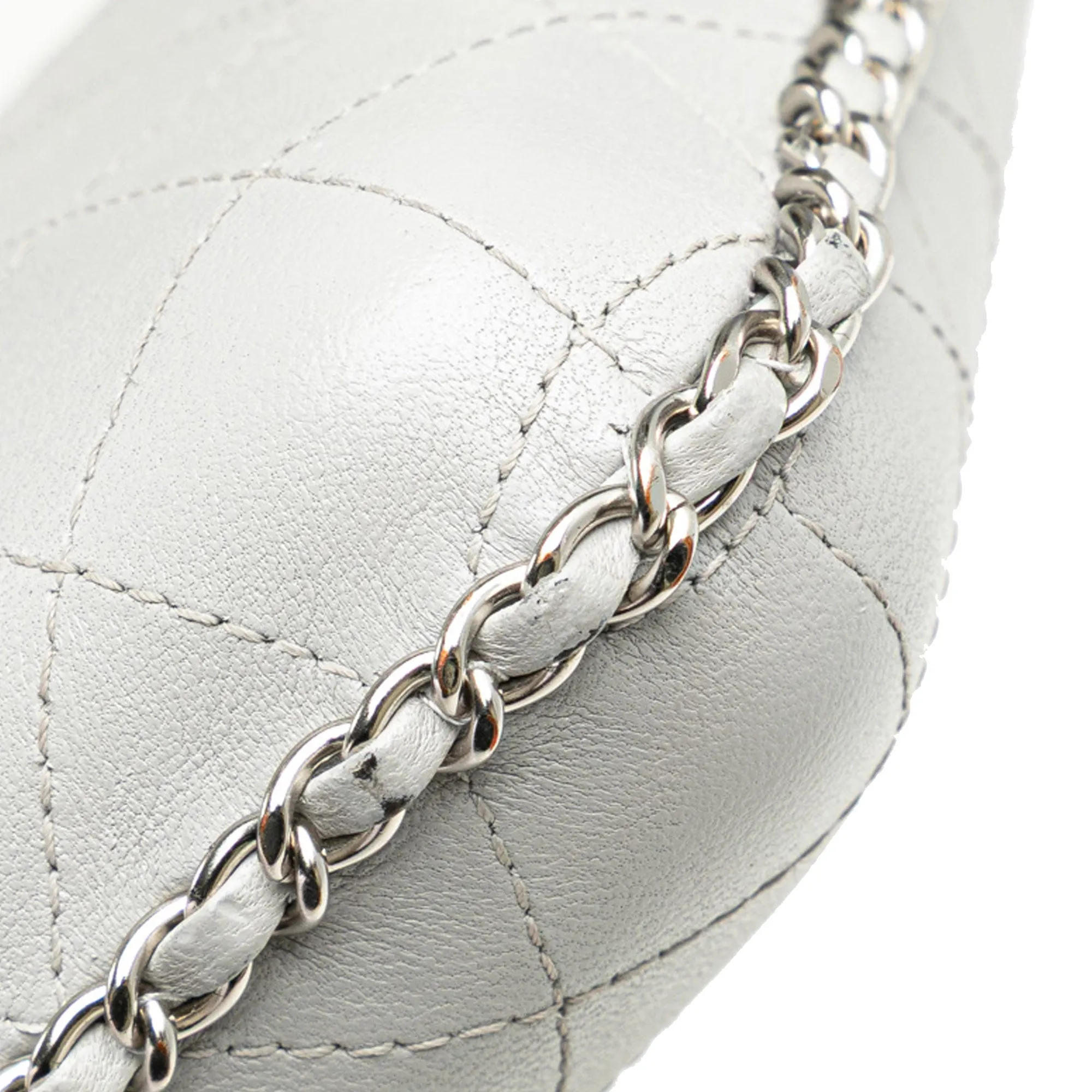Gray Chanel CC Quilted Lambskin Chain Around Phone Holder Crossbody Bag